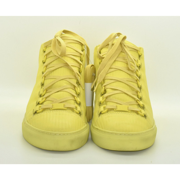 F5 Auth BALENCIAGA Arena Yellow Leather Hi Top Trainer Shoes 412381 Size 40 US 7 main image 5